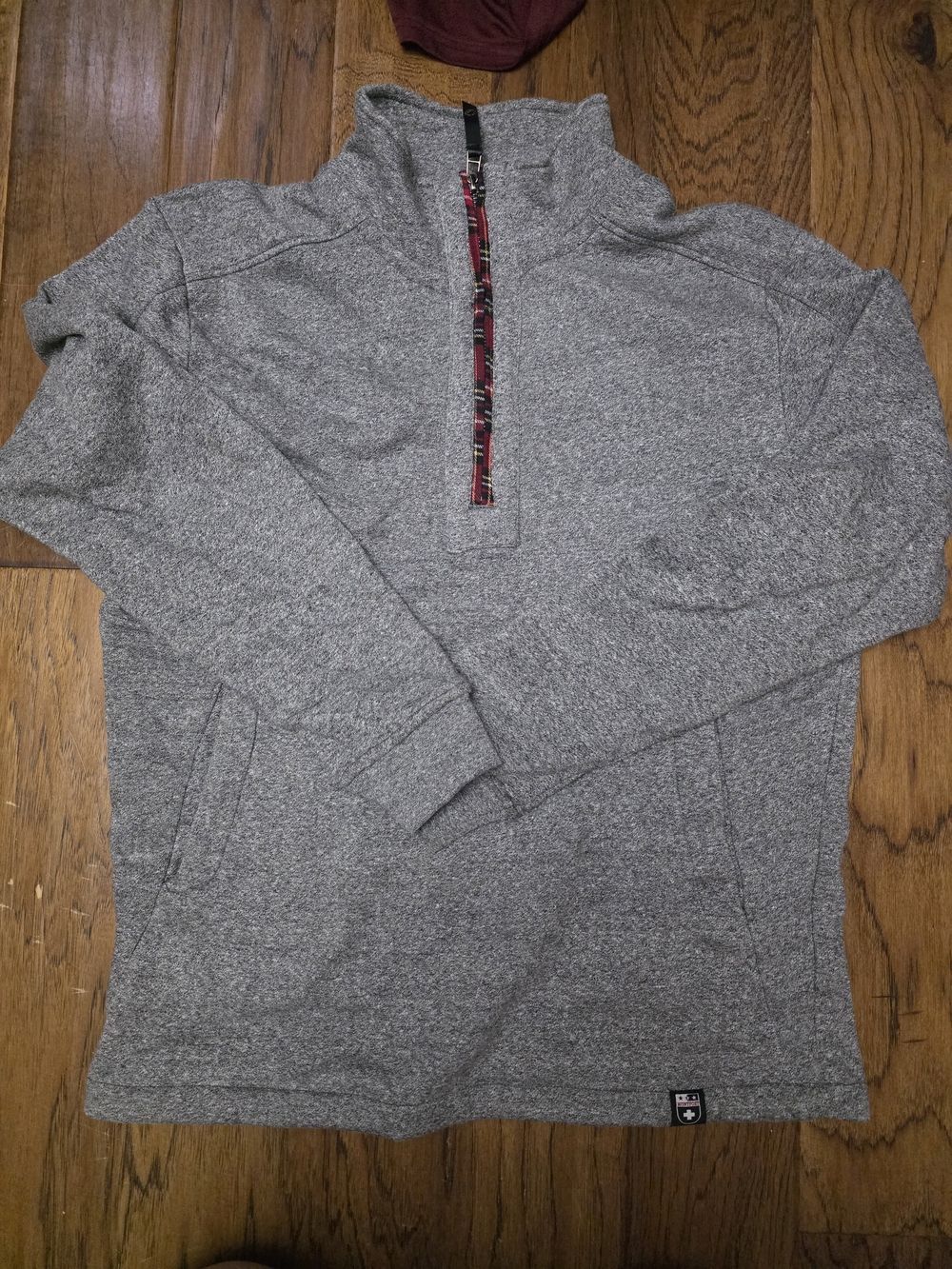 Men's Gray Quarter-Zip Pullover with Trimmed Zip